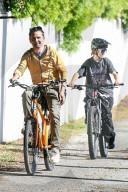 *EXCLUSIVE* Muse frontman Matt Bellamy enjoys LA Bike Ride with Son Bingham