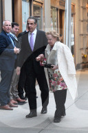 EXCLUSIVE: New York City Former Governor Andrew Cuomo And His Mom Matilda  All Smiles Arriving At Cindy Adams 94th Birthday  Party In New York City - 24 Apr 2024