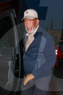 *EXCLUSIVE* Morgan Freeman arrives for dinner at Funke restaurant while wearing his compression glove in Beverly Hills