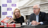 Denis MacShane, former Labour minister, talk and book launch at an FPA event, The Royal Overseas League, London, UK.