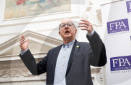 Denis MacShane, former Labour minister, talk and book launch at an FPA event, The Royal Overseas League, London, UK.