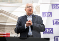 Denis MacShane, former Labour minister, talk and book launch at an FPA event, The Royal Overseas League, London, UK.
