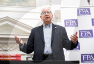 Denis MacShane, former Labour minister, talk and book launch at an FPA event, The Royal Overseas League, London, UK.