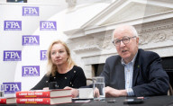 Denis MacShane, former Labour minister, talk and book launch at an FPA event, The Royal Overseas League, London, UK.