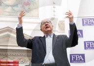 Denis MacShane, former Labour minister, talk and book launch at an FPA event, The Royal Overseas League, London, UK.