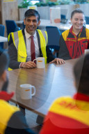 The Prime Minister Rishi Sunak holds a PM Connect at DHL