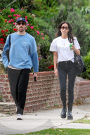 *EXCLUSIVE* Ines De Ramon is seen out walking with a tall mystery man amid reports she's annoyed with Brad's messy divorce with Angelina Jolie!