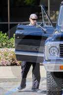 *EXCLUSIVE* Travis Barker drives his classic Chevy Blazer to a music studio in Calabasas