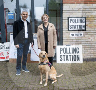 Sadiq Khan arrives to cast his vote in Tooting, London, UK