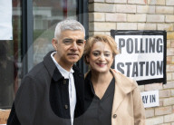 Sadiq Khan arrives to cast his vote in Tooting, London, UK