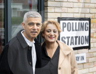 Sadiq Khan arrives to cast his vote in Tooting, London, UK
