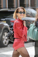 *EXCLUSIVE* Rita Ora dazzles in red leather while out in New York