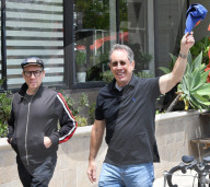 EXCLUSIVE: Jerry Seinfeld Spotted In Santa Monica, CA, Departs In Blue Fiat 850 - 03 May 2024
