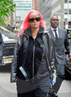 *EXCLUSIVE* Rihanna debuts new pink hair ahead of the 2024 Met Gala in NYC **WEB MUST CALL FOR PRICING**