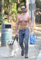 *EXCLUSIVE* Chris Diamantopoulos flaunts toned abs during a walk with his dog in Los Feliz