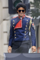 *EXCLUSIVE* Jaafar Jackson shines as his uncle on set in Antoine Fuqua’s Michael Jackson biopic in Downtown LA!