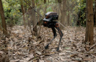 Star Wars-like robot on mountain expercise 