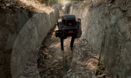 Star Wars-like robot on mountain expercise 