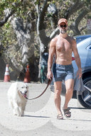 *EXCLUSIVE* Chris Diamantopoulos takes his dog out for a walk