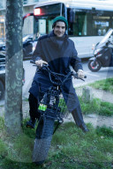 *EXCLUSIVE* Louis Garrel Unwinds with a Bike Ride After TV Show Appearance in Paris