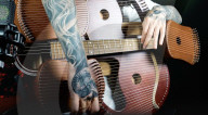 Musician creates 109 string guitar harp hybrid
