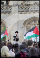 Pro-Palestinian protesters outside Cambridge University in Cambridge, UK.