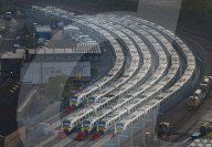 Thameslink trains laid up in Horsham, UK.