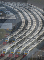 Thameslink trains laid up in Horsham, UK.