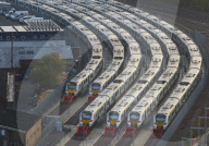 Thameslink trains laid up in Horsham, UK.