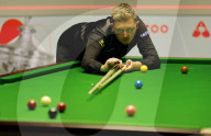 World Snooker Championship Final 2024 between Jak Jones and Kyren Wilson at the Crucible Theatre in Sheffield, UK.