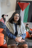 UK reaches for scale of US campus protests.
Students who occupy the library at Goldsmiths, University of London.