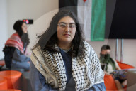 UK reaches for scale of US campus protests.
Students who occupy the library at Goldsmiths, University of London.