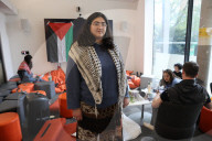 UK reaches for scale of US campus protests.
Students who occupy the library at Goldsmiths, University of London.
