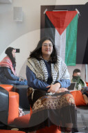 UK reaches for scale of US campus protests.
Students who occupy the library at Goldsmiths, University of London.