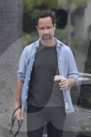 *EXCLUSIVE* Chris Diamantopoulos enjoys a drink at The Oaks with his dog