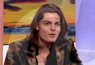 Liz Hurley and son on TV chat show