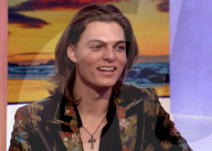 Liz Hurley and son on TV chat show