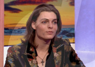 Liz Hurley and son on TV chat show