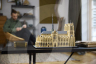 Lego Mona Lisa and Paris Notre Dame cathedral
