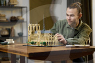 Lego Mona Lisa and Paris Notre Dame cathedral