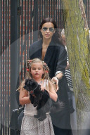 *EXCLUSIVE* Irina Shayk strolls in style with her daughter and dog