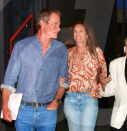 *EXCLUSIVE* Cindy Crawford Stuns in Colorful Fashion and Makeup-Free at Il Pastaio Dinner