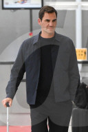 *EXCLUSIVE* Roger Federer touches down at JFK airport in NYC