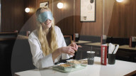 Sophie Turner blindfold takeaway food challenge