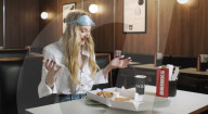 Sophie Turner blindfold takeaway food challenge