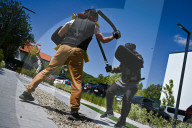 Patients of Superhumans rehab center try hand at buhurt combat