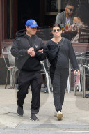*EXCLUSIVE* Pregnant Lea Michele and husband Zandy Reich sport matching outfits in NYC