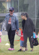 *EXCLUSIVE* Macaulay Culkin takes his kids to soccer practice in LA