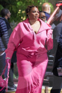 *EXCLUSIVE* Lizzo Looks Pretty in Pink Attending Justin Timberlake's Concert!