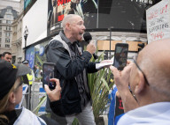 Enough Is Enough Pro Israeli counter protest facing a pro Palestine march through central London, UK.